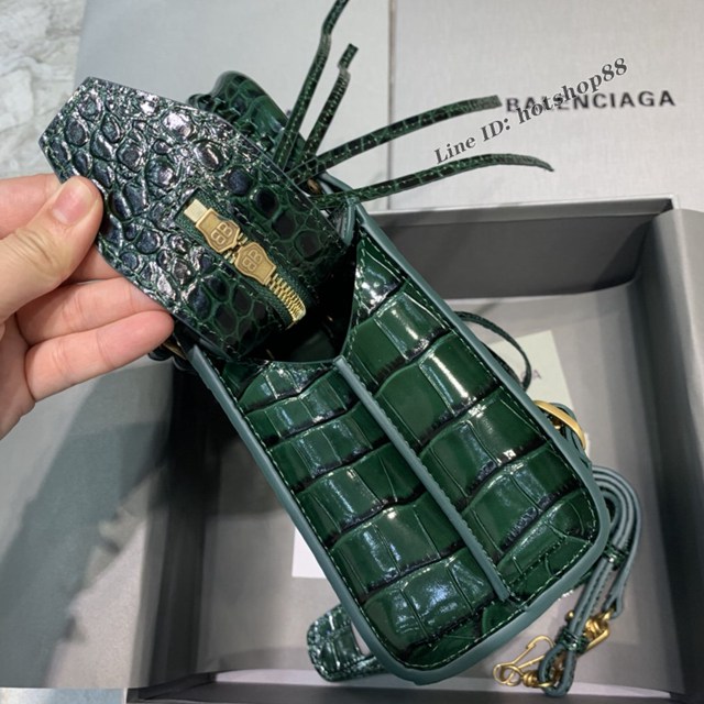 Balenciaga專櫃爆款鱷魚紋墨綠配金扣小紋手袋手提包 638512 巴黎世家小號Neo Classic機車包 fyj1449